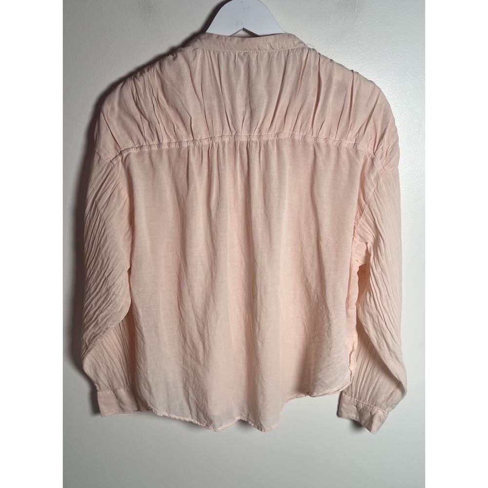 Anthropologie Pilcro Henley Womens Medium Boxy Boho Blouse Peach Cotton Blend - Picture 3 of 11